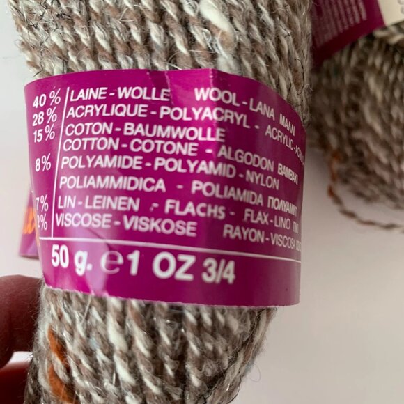 VINTAGE PHILDAR TWEEDAPHIL Acrylic, COTTON, Wool, LINEN Blend Yarn- 5 Skeins - Picture 4 of 7
